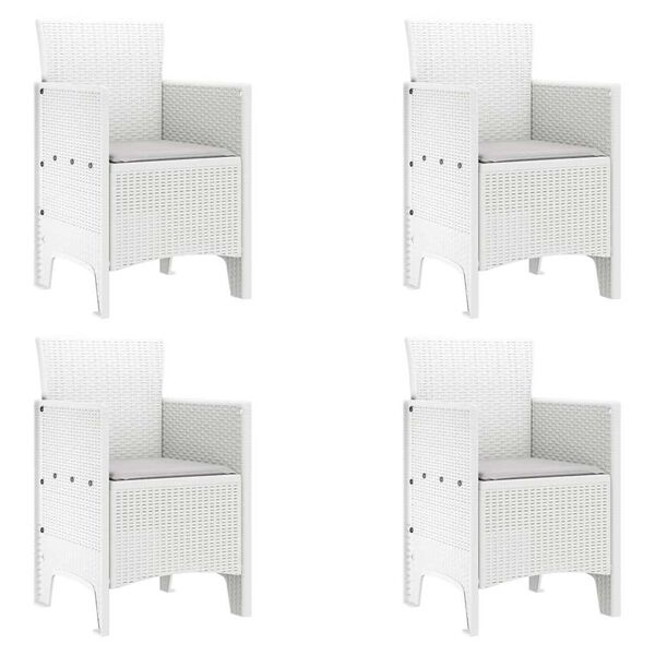 vidaXL Garden Chair 4 pcs White 53 x 49 x 85 cm Polypropylene