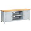 vidaXL Tv Unit | Light grey, Natural wood | Solid oak wood, solid pinewood, MDF
