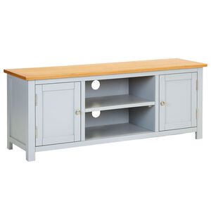 vidaXL Tv Unit | Light grey, Natural wood | Solid oak wood, solid pinewood, MDF