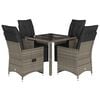 vidaXL 5 Piece Garden Bistro Set with Cushions Grey Poly Rattan
