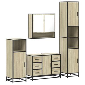 vidaXL 4 Piece Bathroom Furniture Set Sonoma Oak Engineered Wood