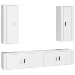 vidaXL 4 Piece TV Cabinet Set White Engineered Wood