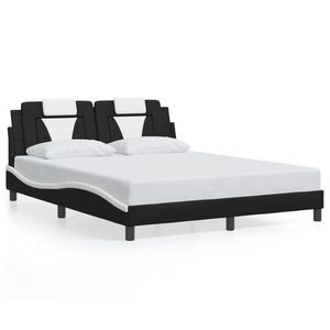 vidaXL Bed Frame "Viana" without Mattress Black and White 152x203 cm Queen Faux Leather