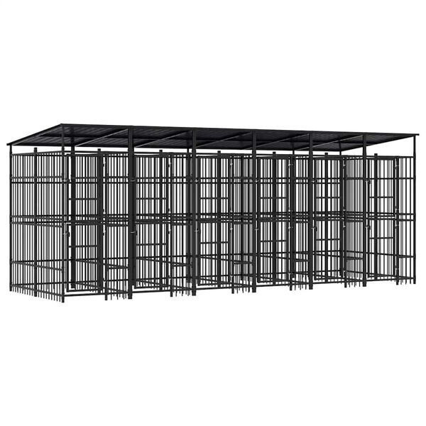 vidaXL Outdoor Dog Kennel with Roof Steel 11.06 m&sup2;
