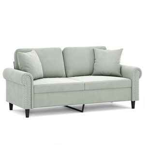 vidaXL 2-Seater Sofa with Throw Pillows Light Grey 140 cm Velvet