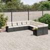 vidaXL 10 Piece Garden Sofa Set with Cushions Black Poly Rattan