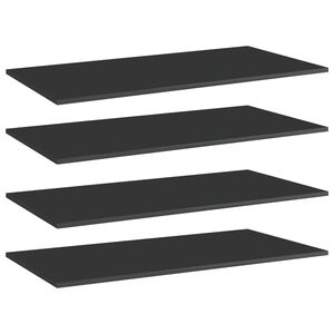 vidaXL Bookshelf Boards 4 pcs High Gloss Black 80x20x1,5 cm Engineered Wood