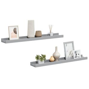 vidaXL Picture Frame Ledge Shelves 2 pcs Grey 60x9x3 cm MDF