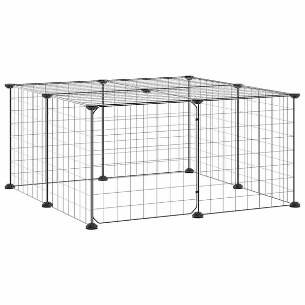vidaXL 12-Panel Pet Cage with Door Black 35x35 cm Steel