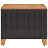vidaXL Garden Table Black 45x45x37 cm Poly Rattan Acacia Wood