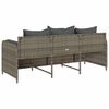 vidaXL Garden Sofa with Cushions 3-Seater Grey Poly Rattan