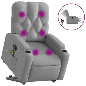 vidaXL Electric Stand up Massage Recliner Chair Light Grey Fabric