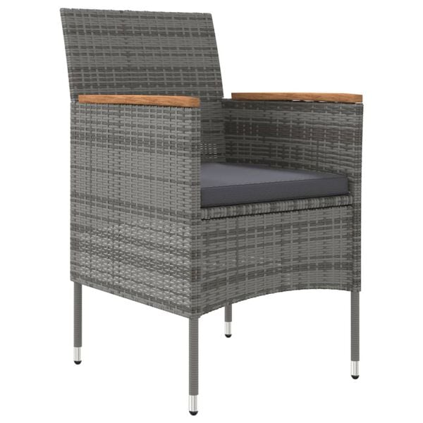 vidaXL 7 Piece Outdoor Dining Set with Cushions Grey and Black