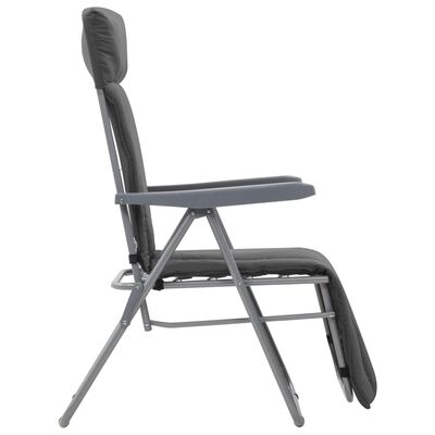 vidaXL Folding Garden Chairs with Cushions 2 pcs Grey