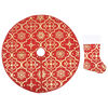 vidaXL Christmas Tree Skirt | Red | 100% polyester fabric | Large | Foldable
