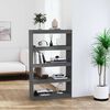 vidaXL Book Cabinet/Room Divider Grey 80x30x135.5 cm Solid Wood Pine