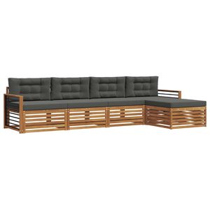 vidaXL Outdoor Sofa Set with Cushion 5 pcs Natural and Anthracite