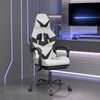 vidaXL Swivel Gaming Chair with Footrest White&Black Faux Leather