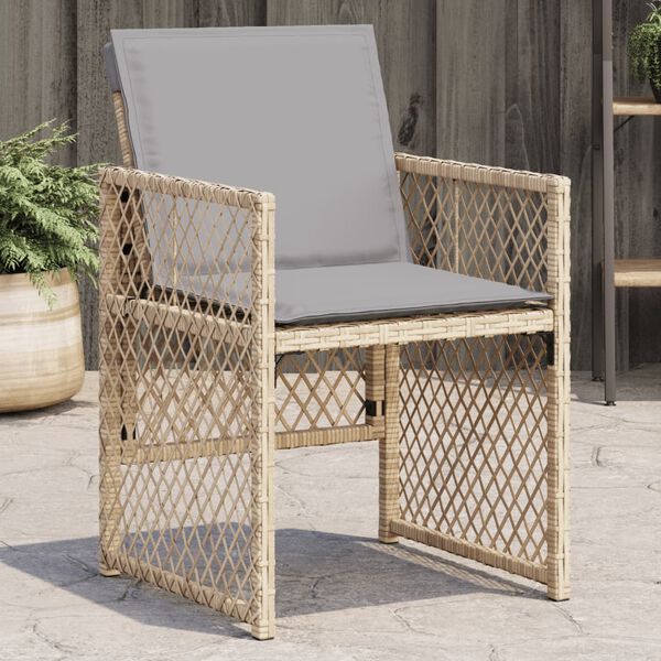 vidaXL Garden Chairs with Cushions 4 pcs Mix Beige Poly Rattan