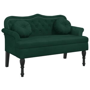 vidaXL Bench with Cushions Dark Green 120.5x65x75 cm Velvet