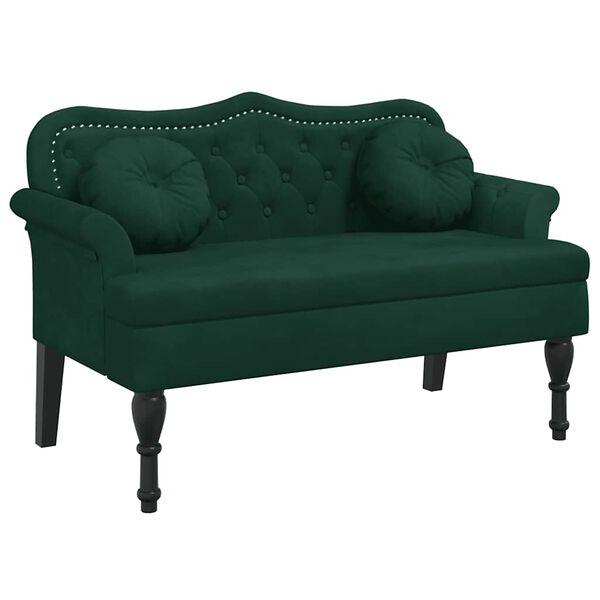 vidaXL Bench with Cushions Dark Green 120.5x65x75 cm Velvet