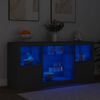 vidaXL Sideboard with LED Lights Black 142.5x37x67 cm