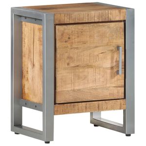 vidaXL Bedside Cabinet | Rough mango wood colour, Grey | Rough mango wood, Iron