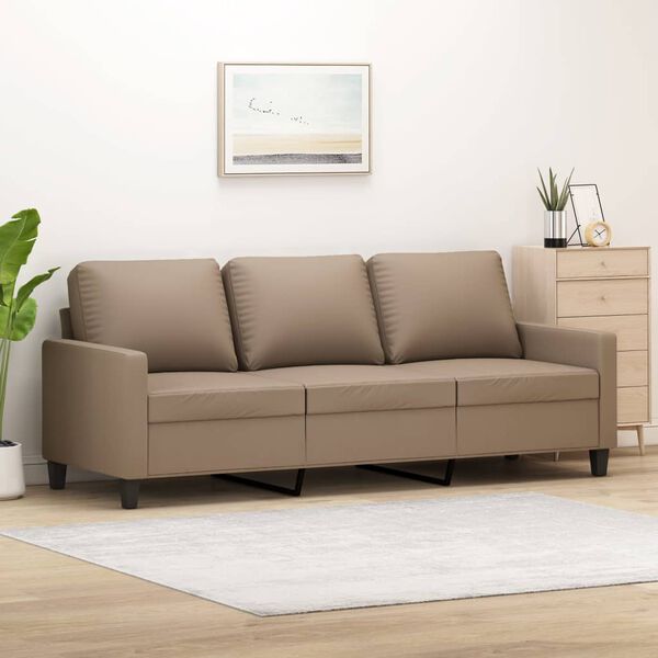 vidaXL 3-Seater Sofa Cappuccino 180 cm Faux Leather