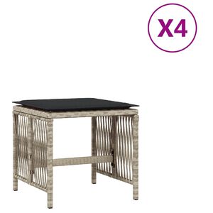 vidaXL Garden Stools with Cushions 4 pcs Light Grey 41x41x36 cm Poly Rattan