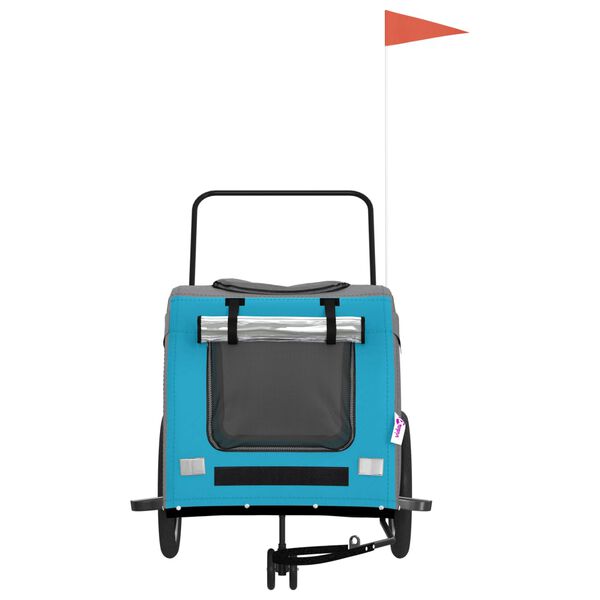 vidaXL Pet Bike Trailer Blue and Grey Oxford Fabric and Iron