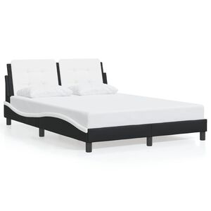 vidaXL Bed Frame without Mattress "Zadar" Black and White 137x190 cm Fabric