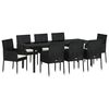 vidaXL Garden Dining Set with Cushion 9 pcs Black Poly Rattan