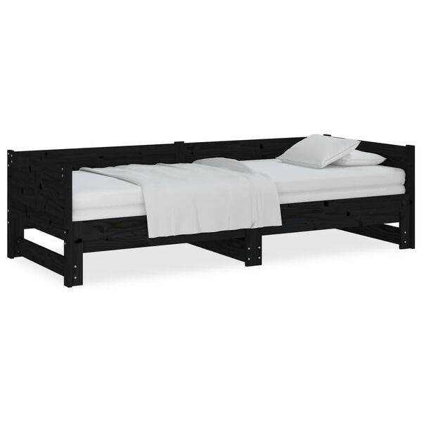 vidaXL Pull-out Day Bed without Mattress Black 2x(90x190) cm