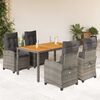 vidaXL 5 Piece Garden Dining Set with Cushions Grey Poly Rattan