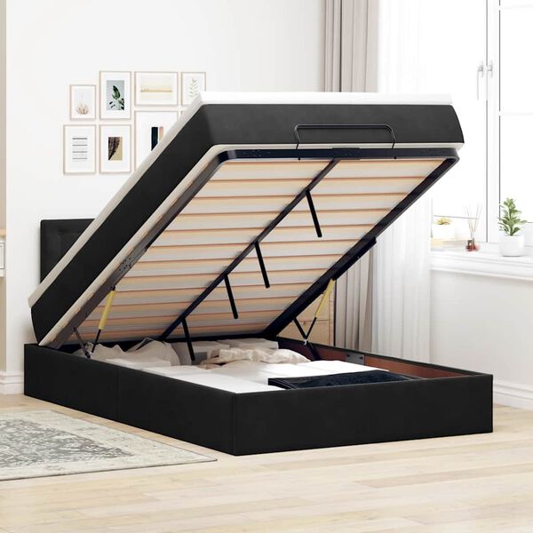 vidaXL Ottoman Bed with Mattress Black King Single Velvet