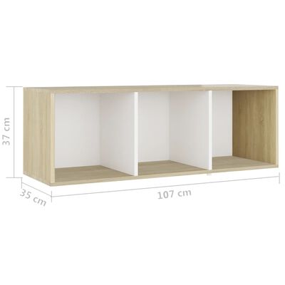 vidaXL TV Cabinets 2 pcs White & Sonoma Oak 107x35x37 cm Engineered Wood