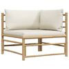 vidaXL Garden Corner Sofa with Cream White Cushions Bamboo