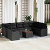 vidaXL Garden Sofa Set with Cushion 10 pcs Black Poly Rattan
