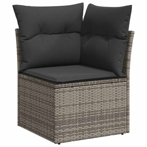 vidaXL 8 Piece Garden Sofa Set with Cushions Grey Poly Rattan