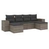 vidaXL 6 Piece Garden Sofa Set with Cushions Grey Poly Rattan