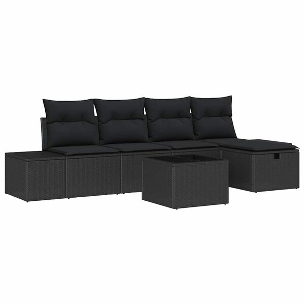 vidaXL Garden Sofa Set 6 pcs Black 55 x 62 x 69 cm Poly rattan