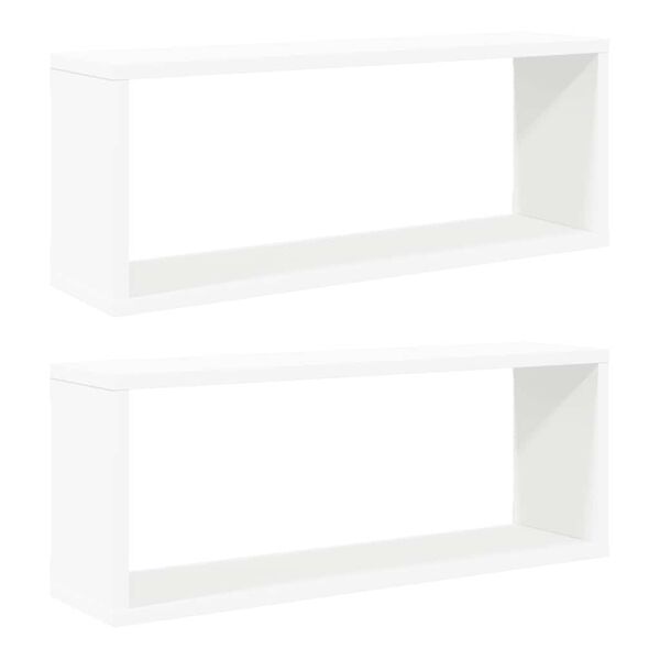 vidaXL Wall Cube Shelf 2 pcs White 60x15x23 cm Engineered Wood