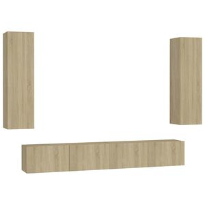 vidaXL 4 Piece TV Cabinet Set Sonoma Oak Engineered Wood
