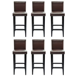 vidaXL Bar Stools 6 pcs Dark Brown Faux Leather