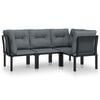 vidaXL 4 Piece Garden Lounge Set Black and Grey Poly Rattan