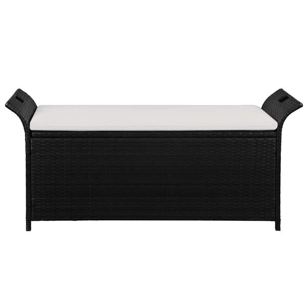 vidaXL Storage Bench with Cushion 138 cm Poly Rattan Black