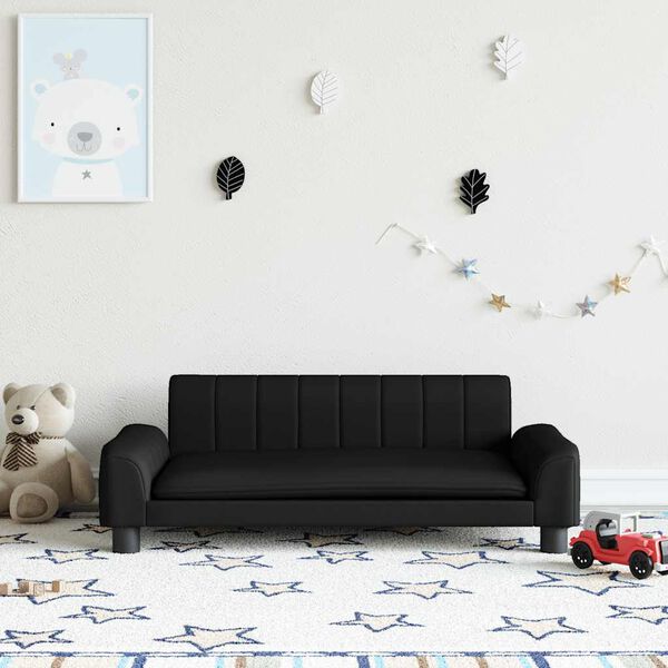 vidaXL Kids Sofa Black 90x53x30 cm Faux Leather