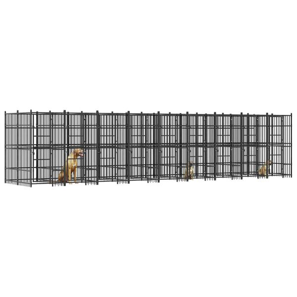 vidaXL Outdoor Dog Kennel Steel 16.59 m&sup2;