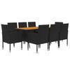 vidaXL 9 Piece Outdoor Dining Set Poly Rattan Black