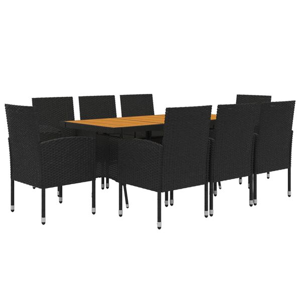 vidaXL 9 Piece Outdoor Dining Set Poly Rattan Black